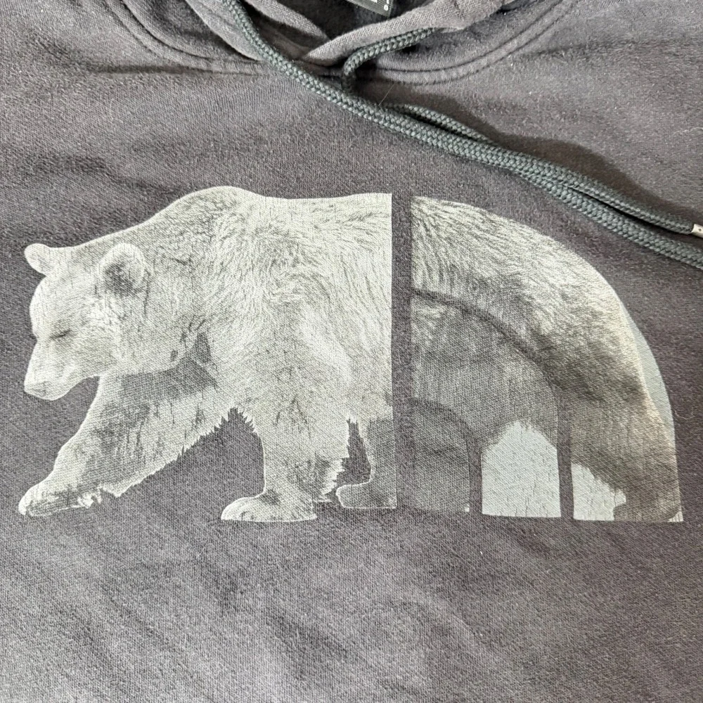 The North Face Mens gym Grizzly Bear Logo Hoodie Black Pullover Sweatshirt Large